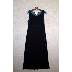 VTG Karin Stevens Womens Dress 12 Green Velvet Velour Maxi Retro Gothic Romance